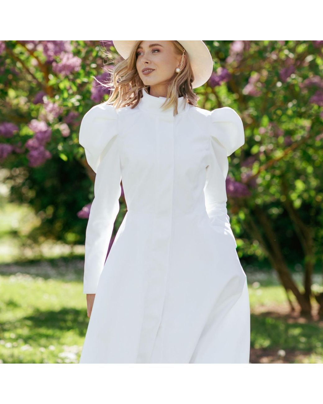 RainSisters White Coat With Balloon-Styled Sleeves: Majestic