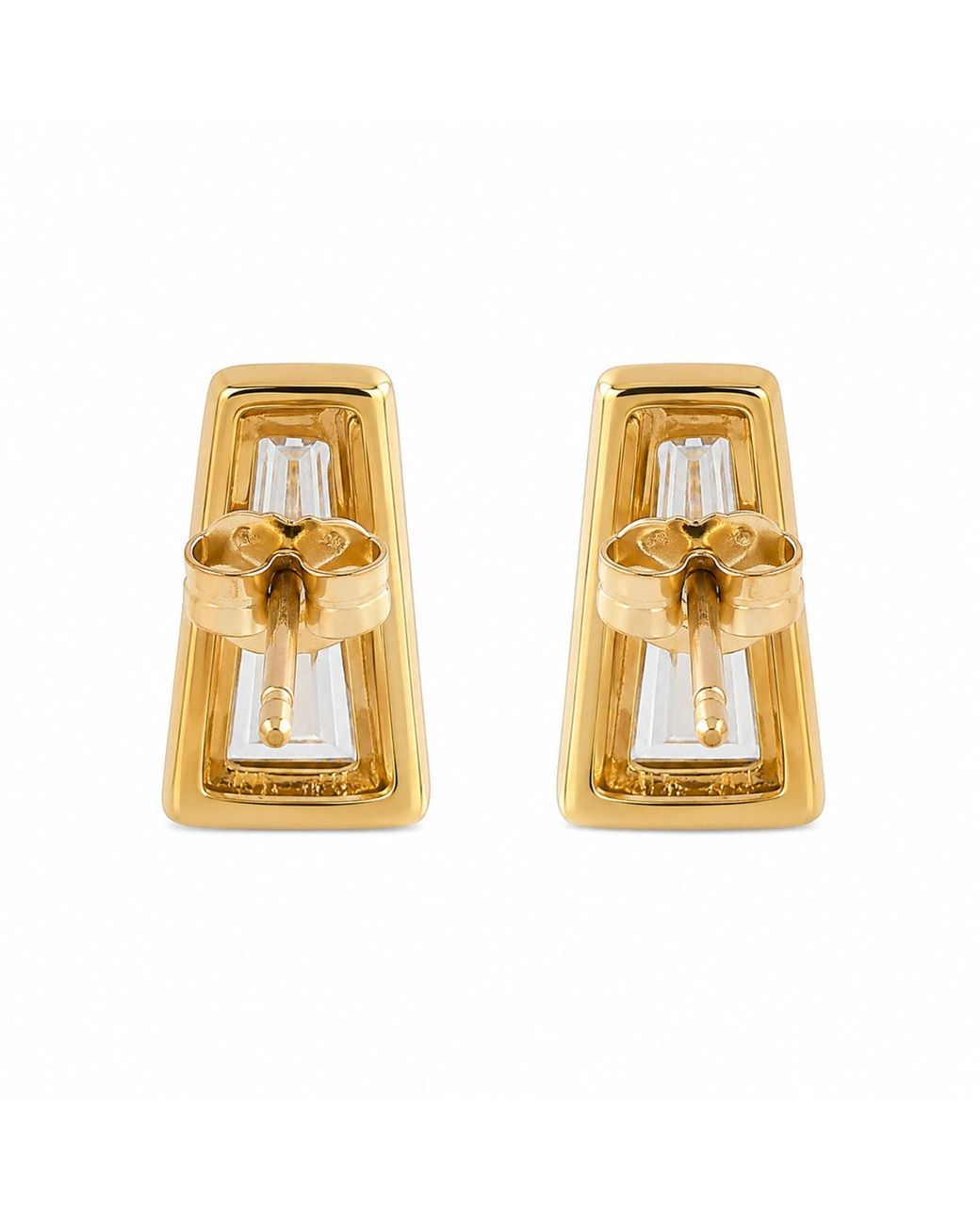 Artisan Metallic 18K Baguette Diamond Stud Earrings