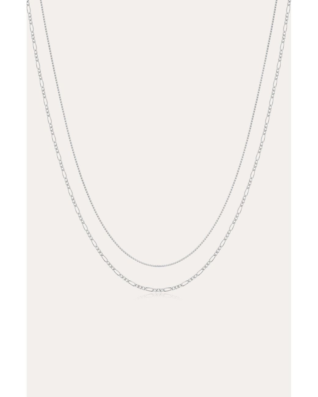 Vanhi Metallic Figaro And Box Chain Layered Necklace