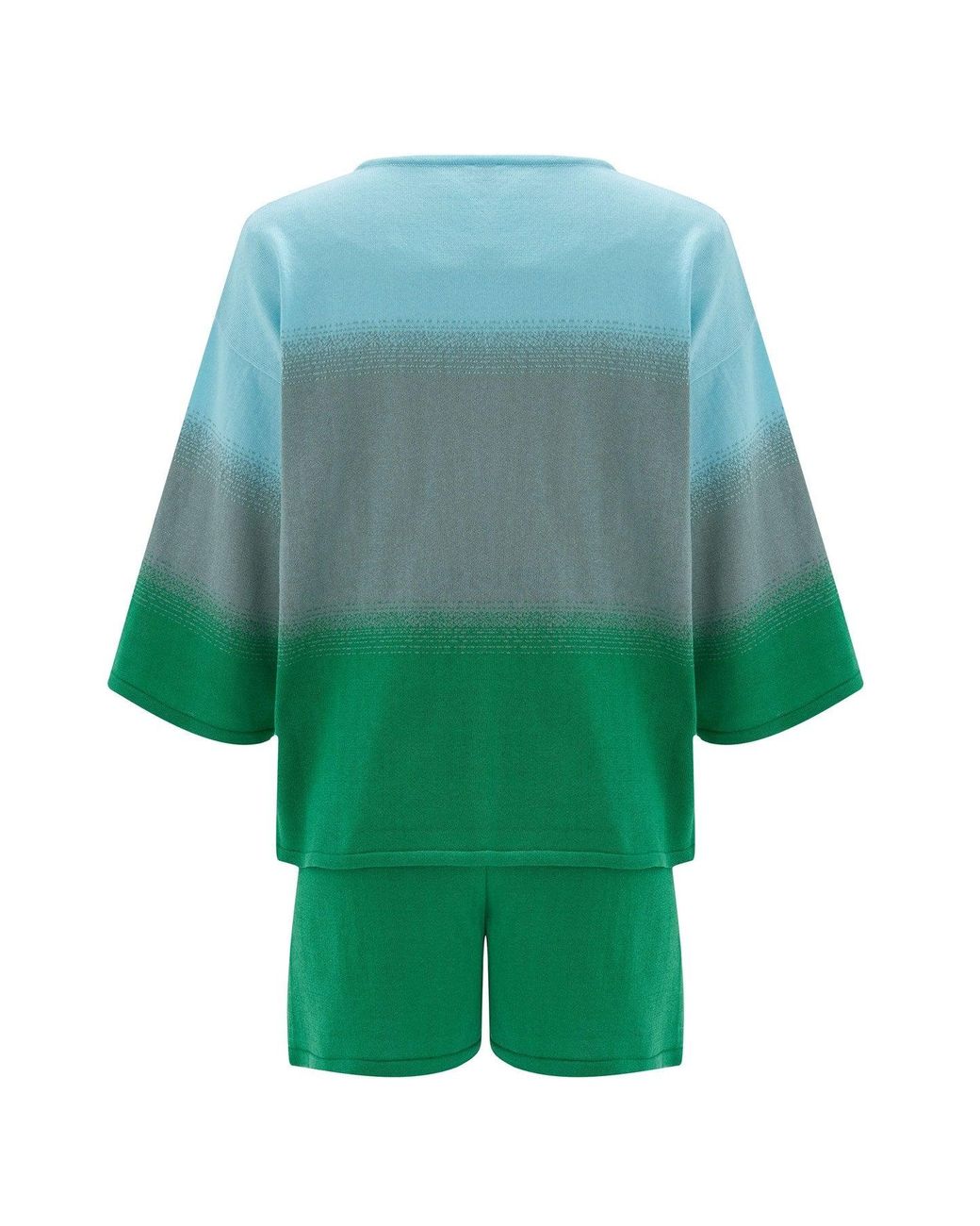 Peraluna Green Siri Knitted Blouse & Shorts Matching Set