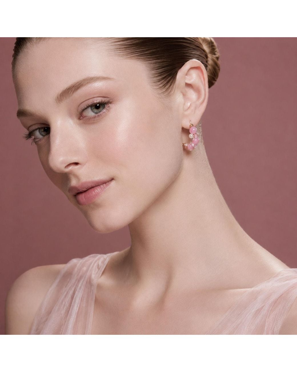 Malolo Jewelry Pink Sea Foam Earrings Mini Peony