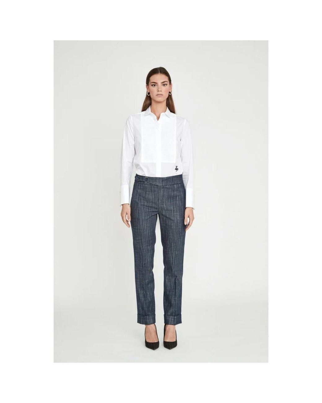 The Extreme Collection Blue Denim Tailored Straight-Leg Trousers Atelier