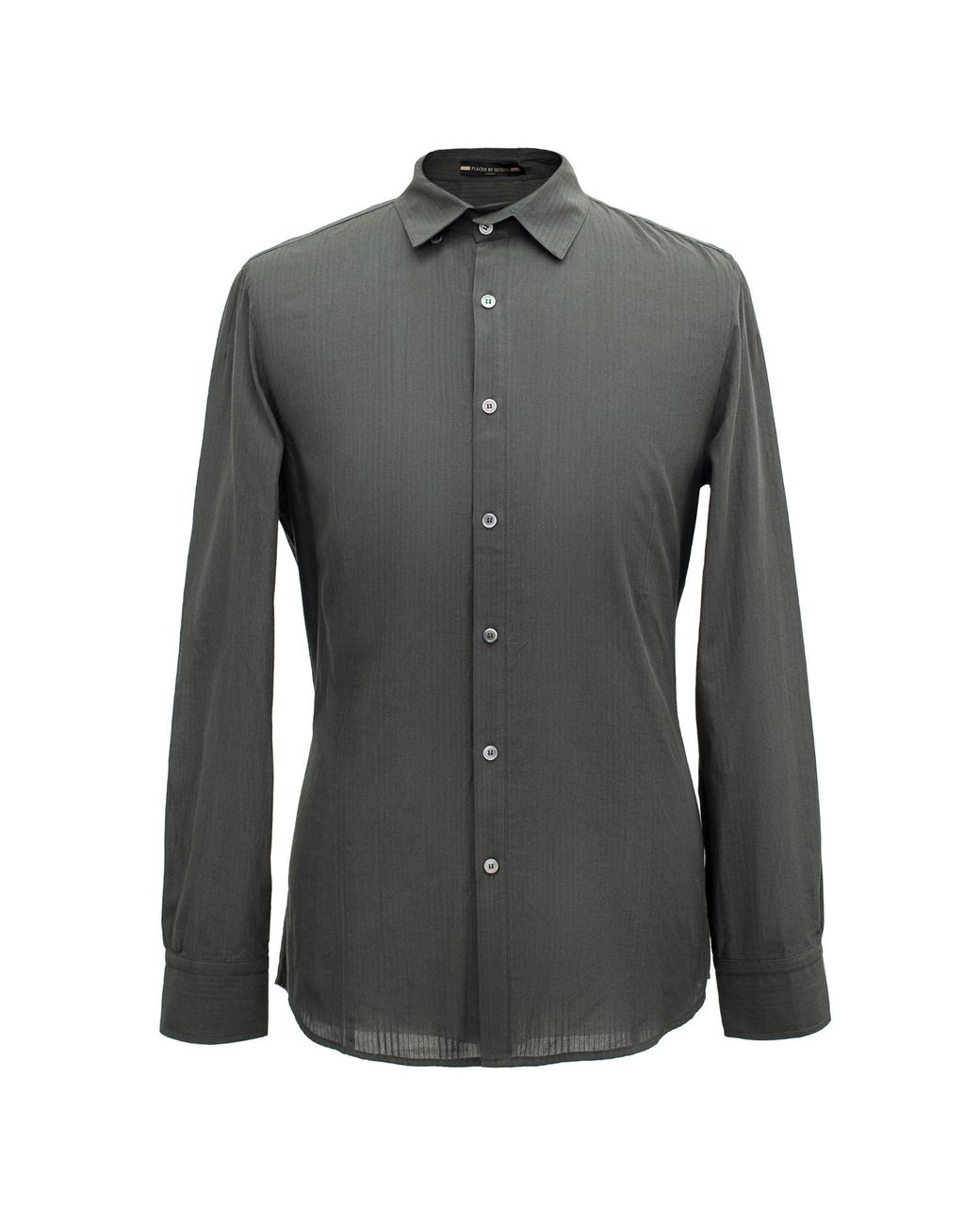 Smart and Joy Green Long-Sleeved Shirt With Double And Removable Collar for men