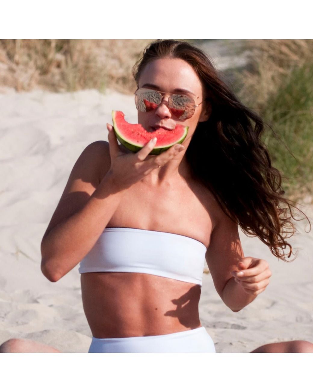 Terra Dea White Loco Classic Reversible Bandeau Bikini Top