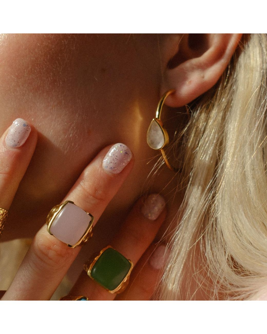 YAA YAA LONDON Yellow 'Happy' Rose Quartz Gemstone Ring