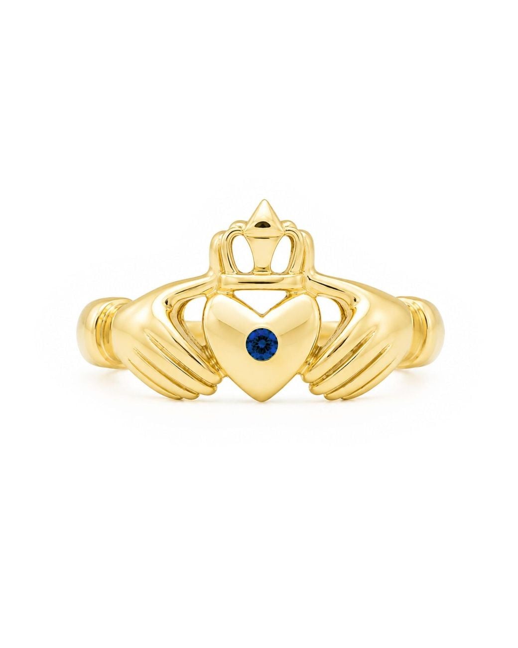 Unaloe Metallic Sapphire Heart With Hands Ring – -Plated Sterling