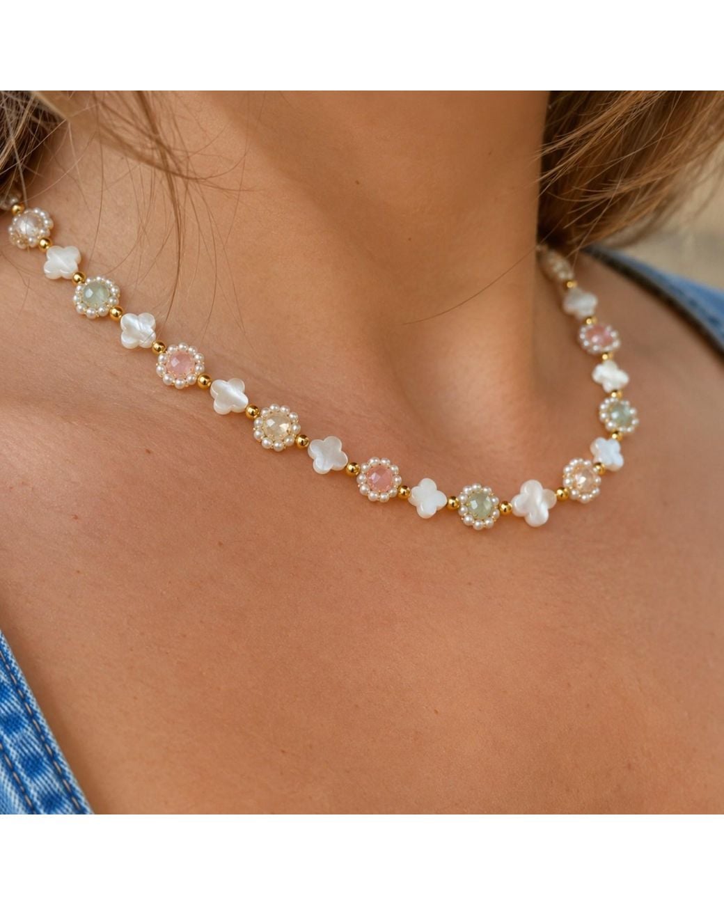 Lalinde Metallic Blossom Necklace