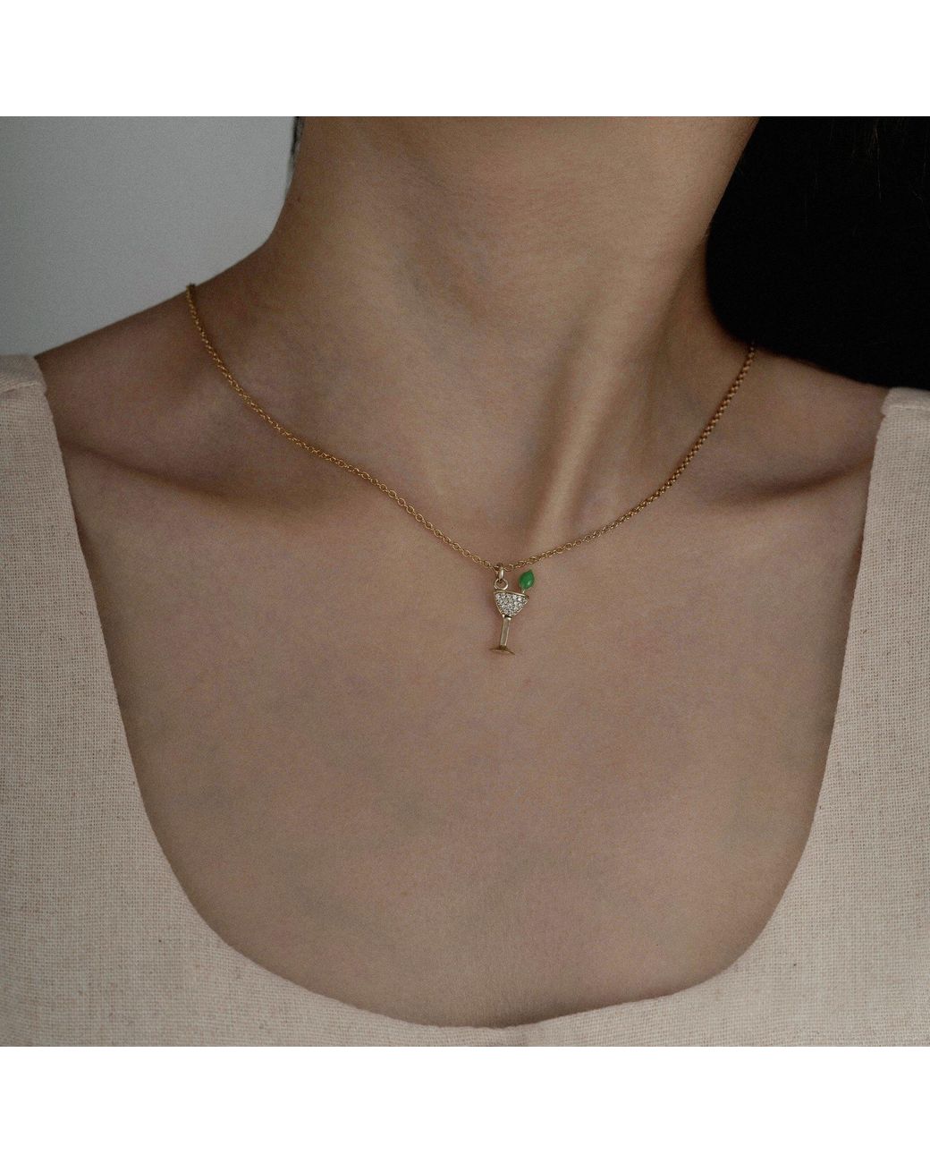 Diamonbliss Metallic Marilyn Monroe Martini Glass Necklace