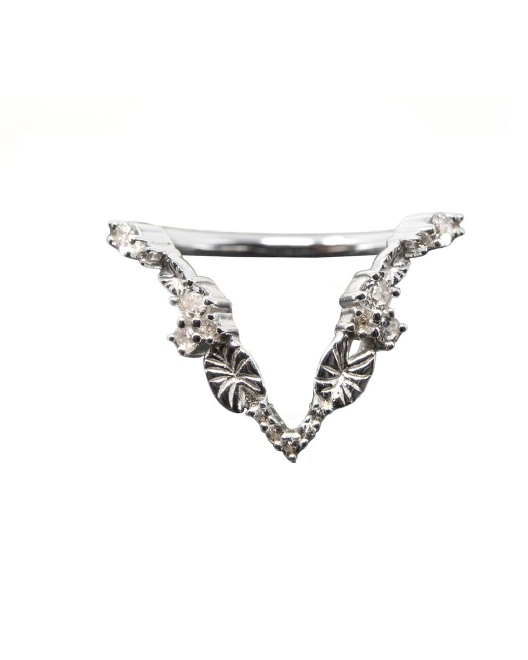 NASI SILVER Metallic Lilypad Ring- Topaz