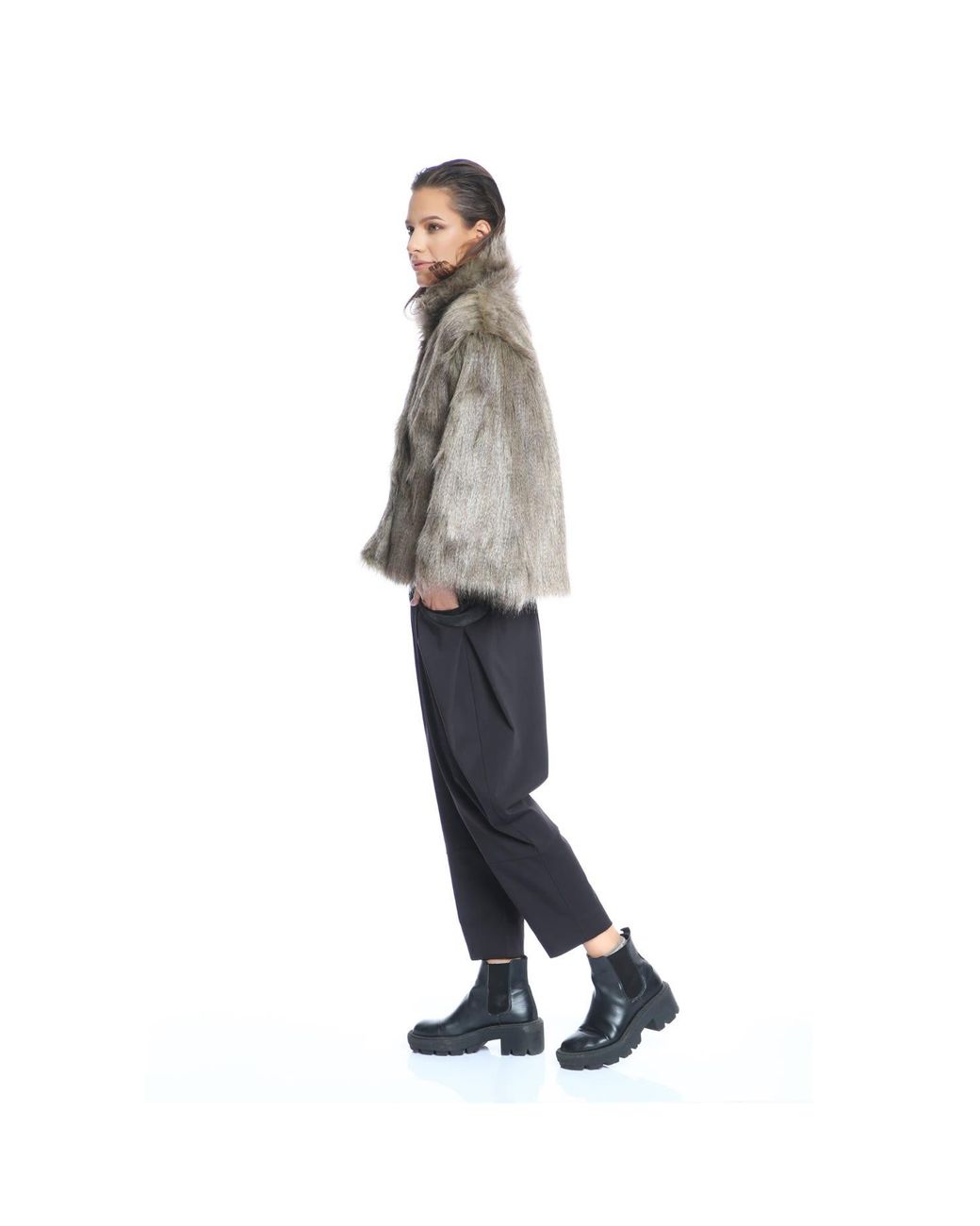 Silvia Serban Green Faux Fur Jacket