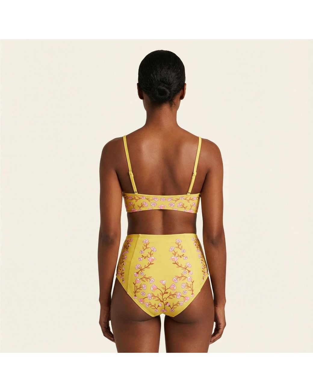 Jessie Zhao New York Yellow Bloom High Waisted Bikini Bottom
