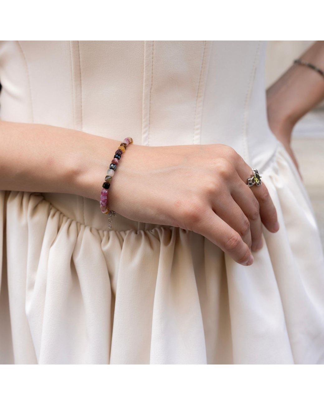 Spero London Metallic Fine Large Tourmaline Sterling Bracelet