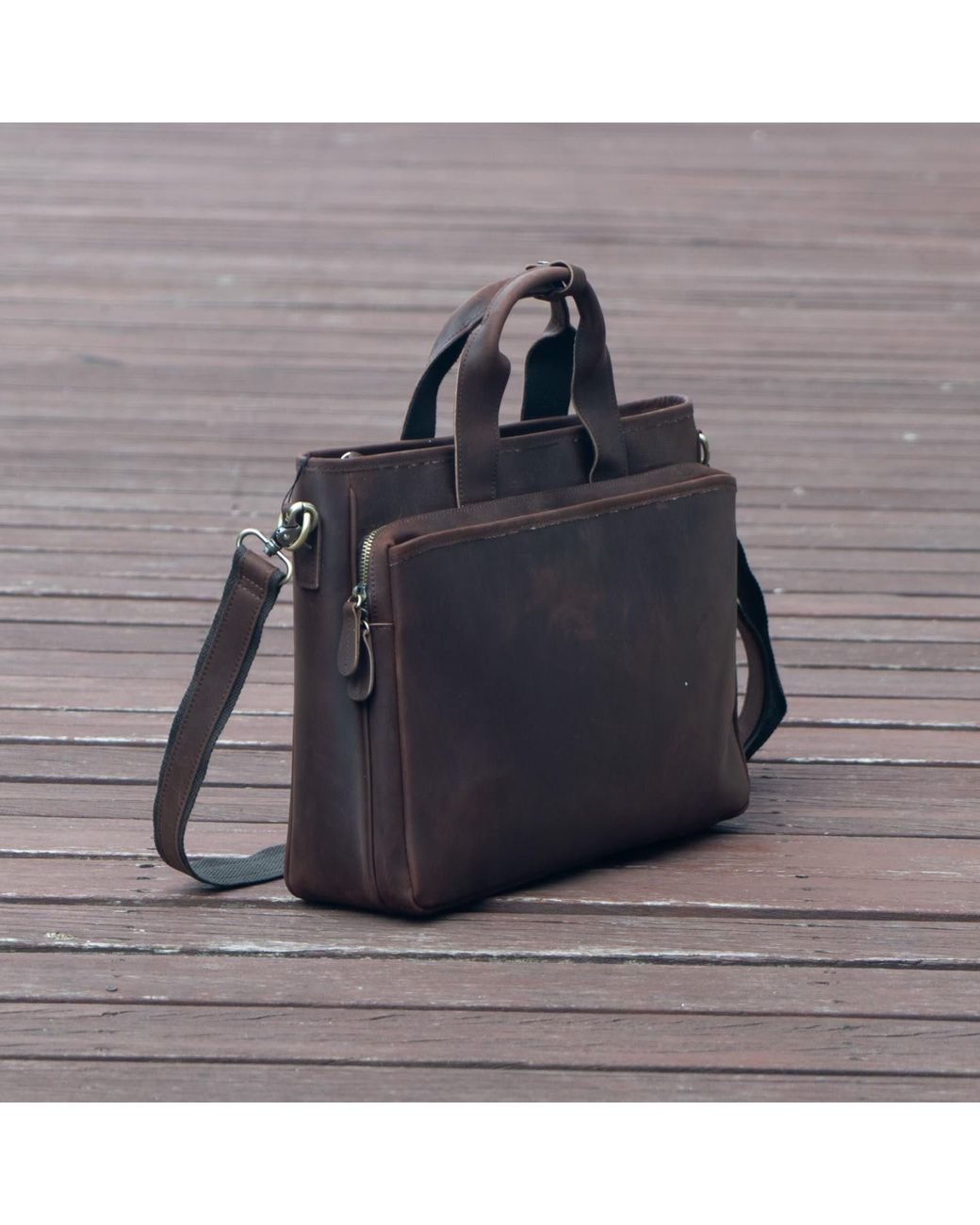 Touri Black Genuine Leather Urban Business Laptop Bag for men