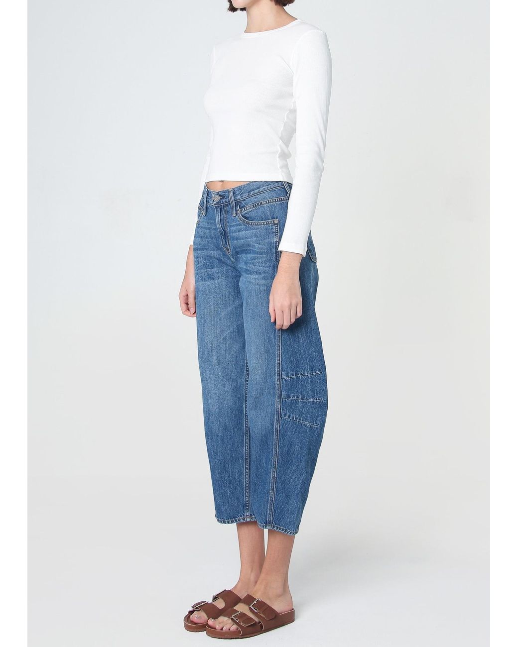 NOEND Blue Ava Flutter Slung Fit Jeans