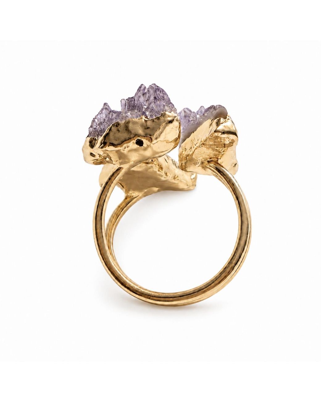 By Ozge Multicolor Amethyst Trinity Plated Adjustable Ring