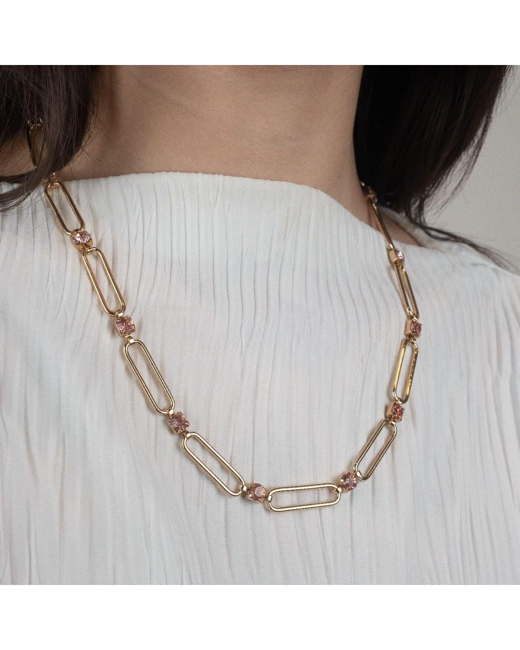 Rare Matters Jewelry Metallic Crystal Link Necklace