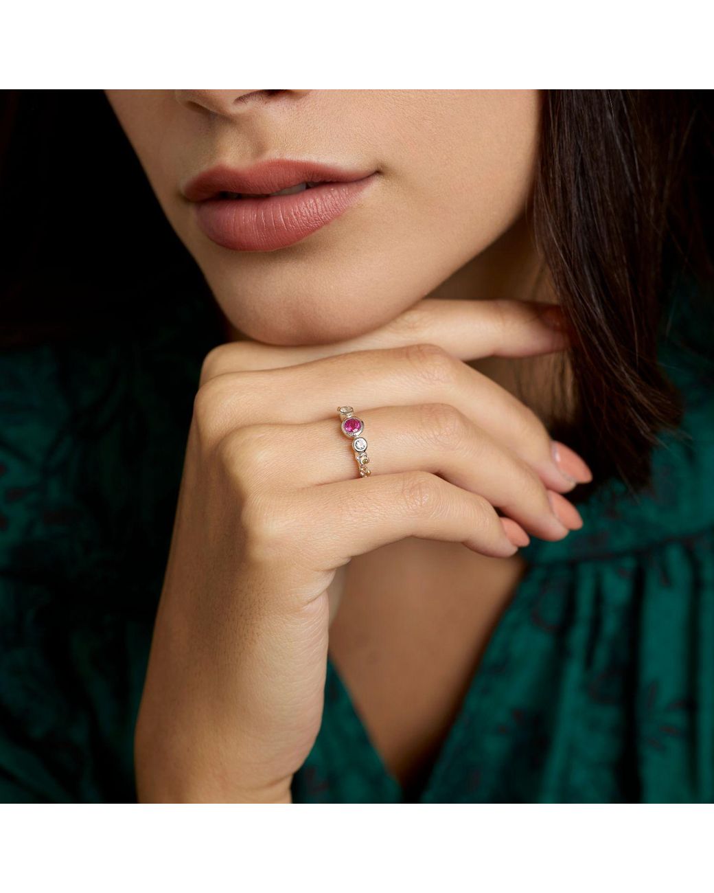 Isla Silver White Topaz & Tourmaline Ring