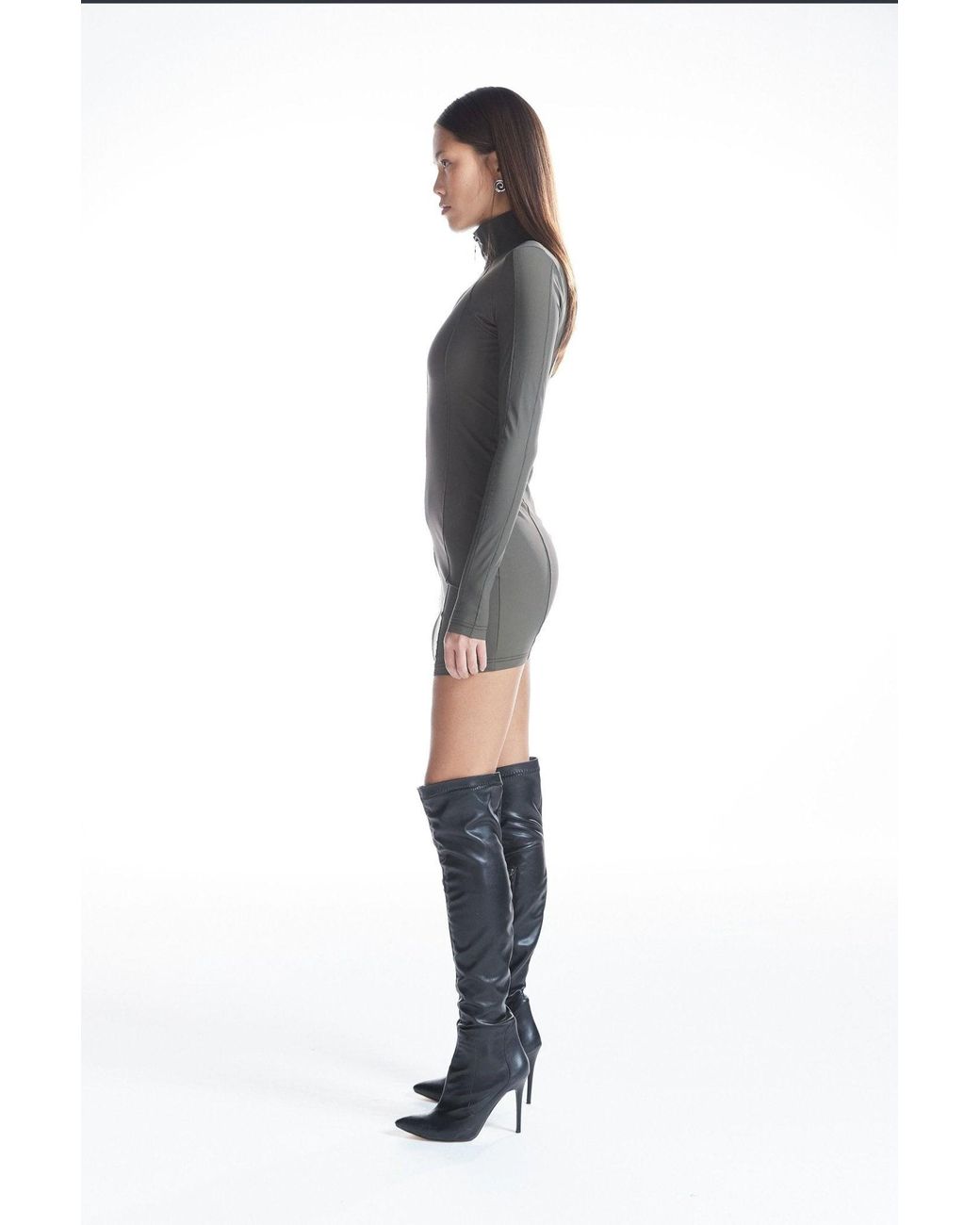 No'design Brown Zip-Up Khaki Mini Dress