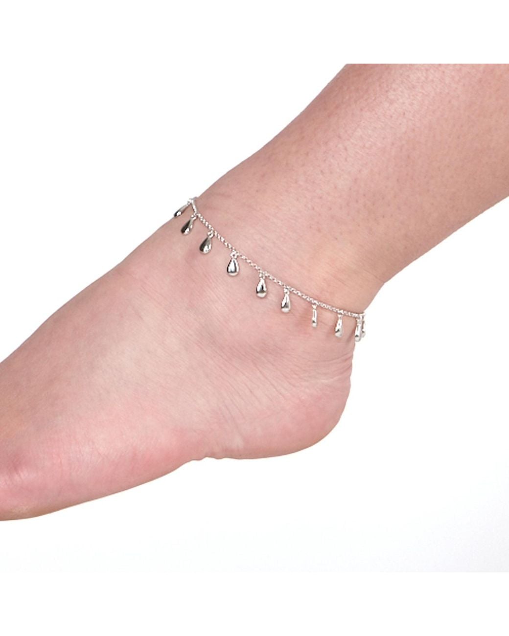 Lucy Quartermaine Metallic Solid Sterling Tear Drop Anklet