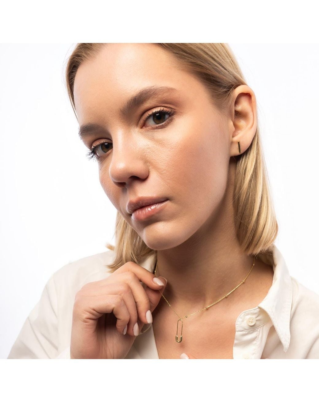 Spero London Metallic Bar Stud Plain Earring Sterling