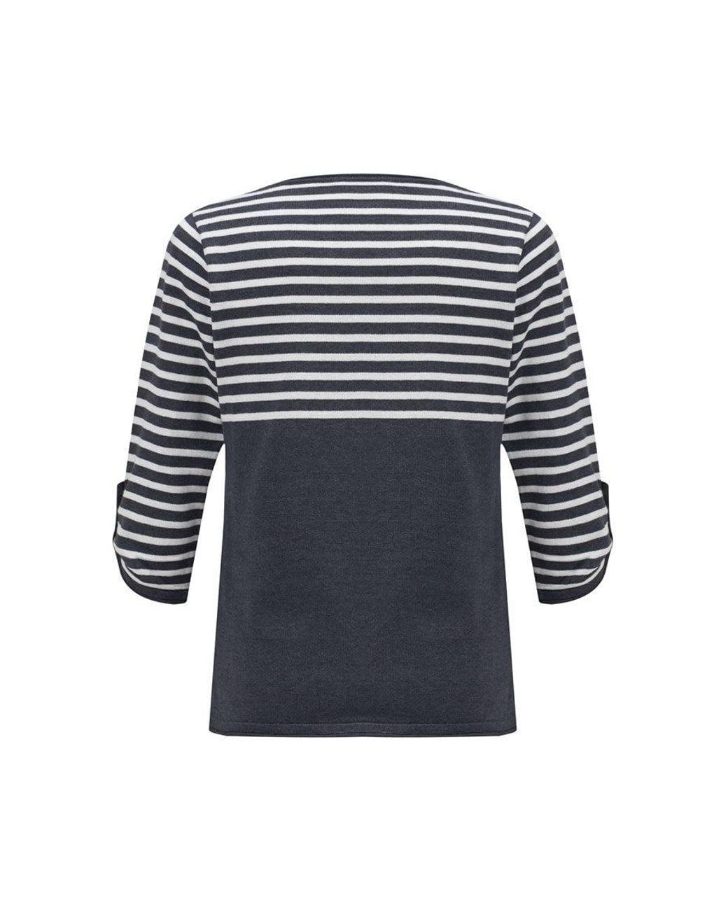 Peraluna Blue Sailor Striped Knitwear 3/4 Sleeve Pullover