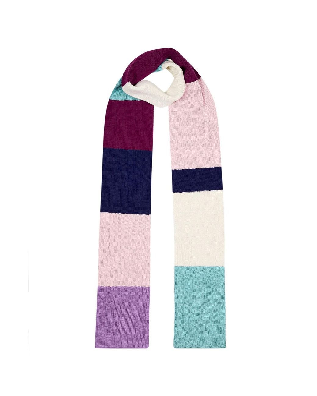 INGMARSON Purple Ribbed Colour Block Wool & Cashmere Scarf Long
