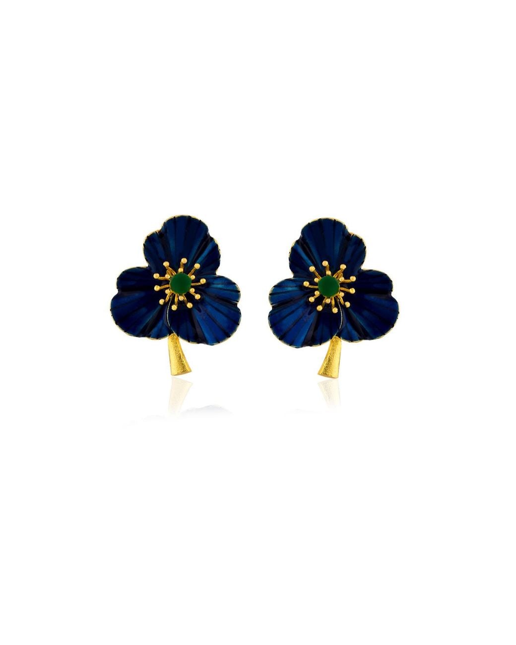 Milou Jewelry Blue Three-Leafed Clover Earrings