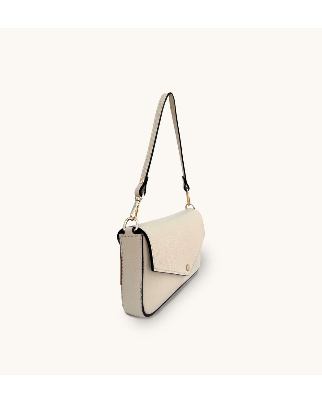 Apatchy London Metallic Neutrals The Munro Stone Leather Shoulder Bag