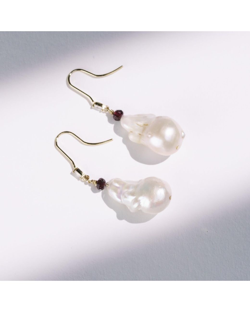 Urbane Jewelry Studio Metallic Baroque Pearl & Garnet Earrings