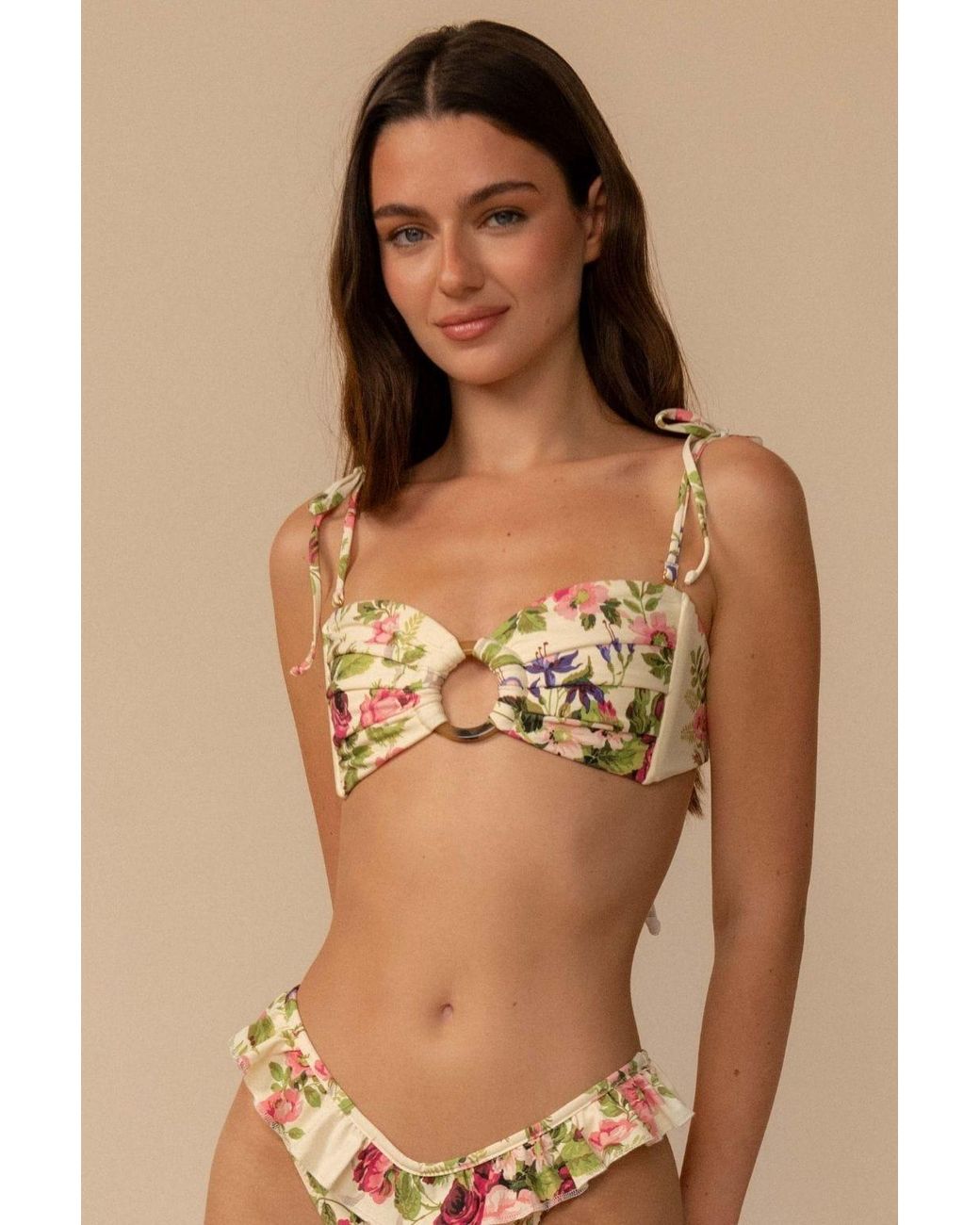 Montce Natural Bouquet Tori Ties Bandeau Bikini Top