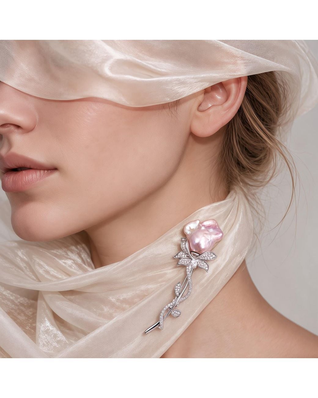 Ninemoo Metallic Rosebud Bloom Brooch