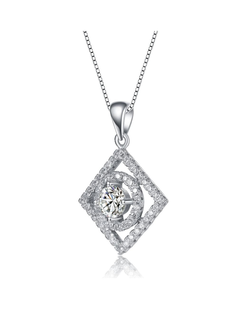 Genevive Jewelry Metallic Rachel Glauber Elegant Plated Square Pendant Necklace