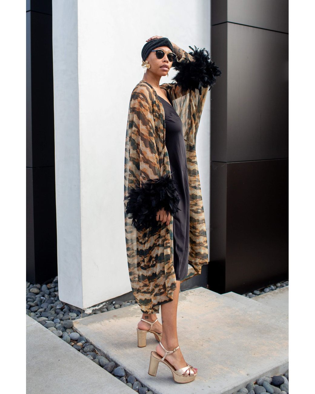 Jennafer Grace Multicolor Sylvia Shimmer Cocoon Coat