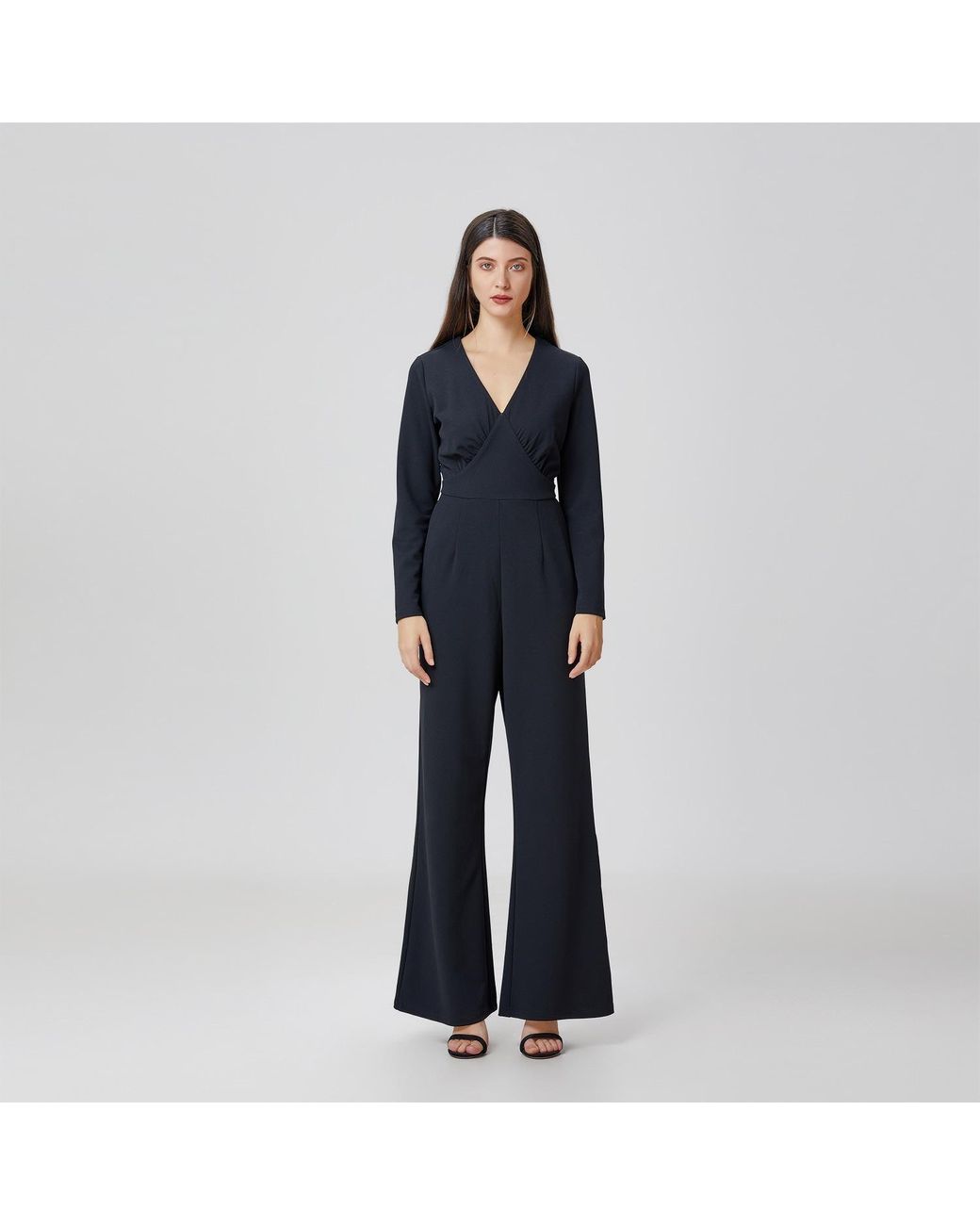 Smart and Joy Black V-Cleavage Jumpsuit