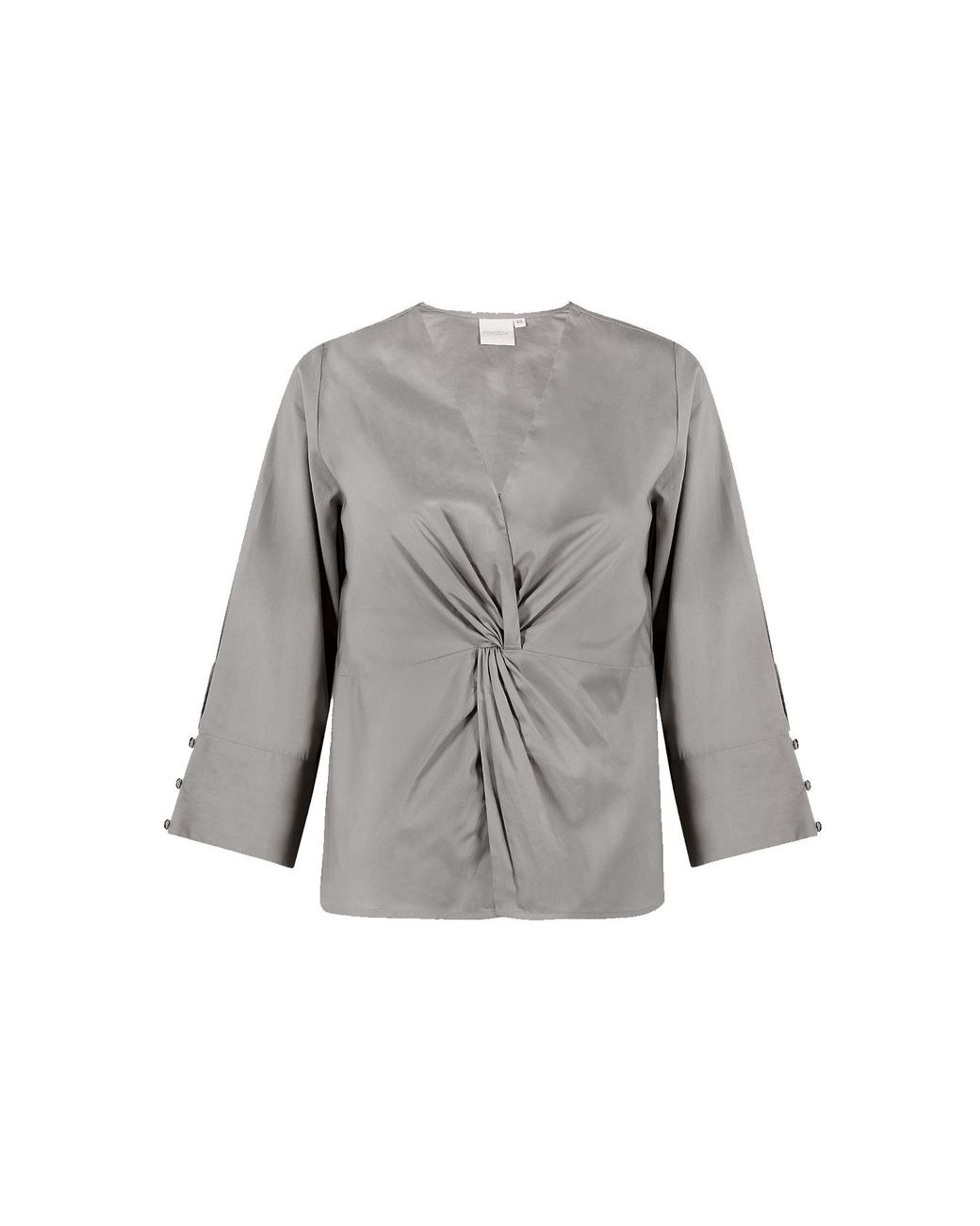 REISTOR Gray Front Twist Ecru Cotton Top