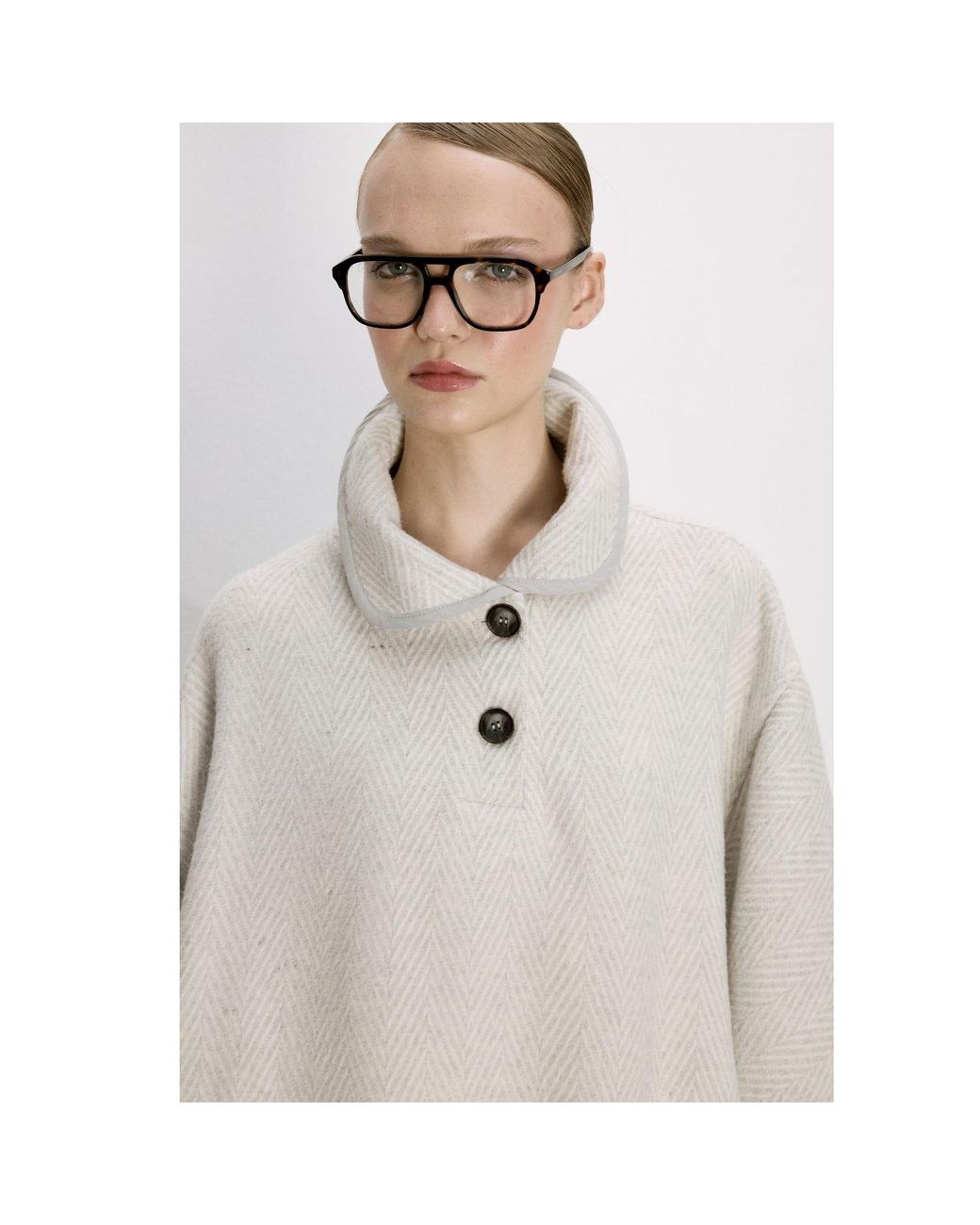 NAZLI CEREN Gray Jarine Wool Blend Poncho