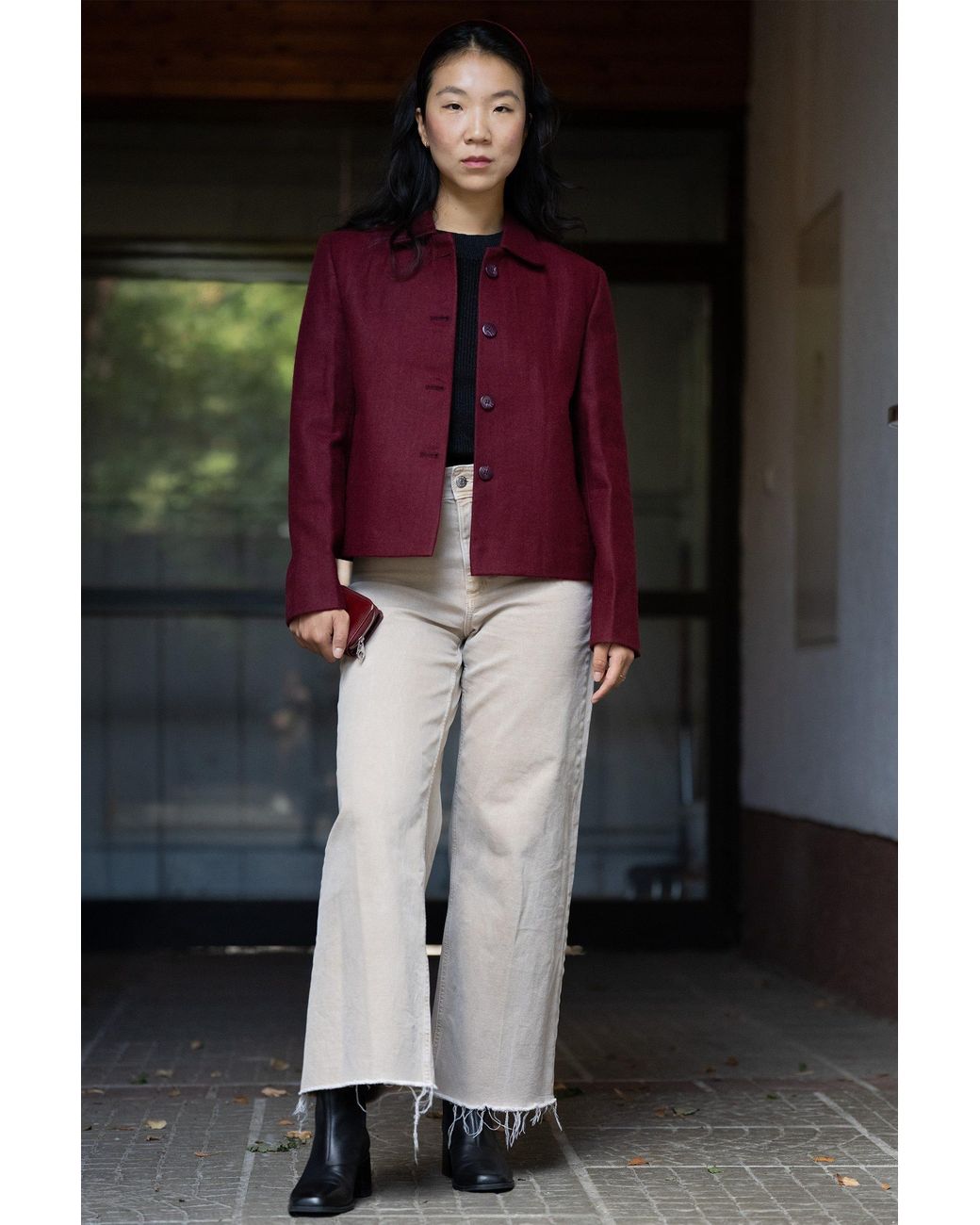 Stovaria Purple Smoked Burgundy Himalayan Yak Wool Cropped Statement Jacket