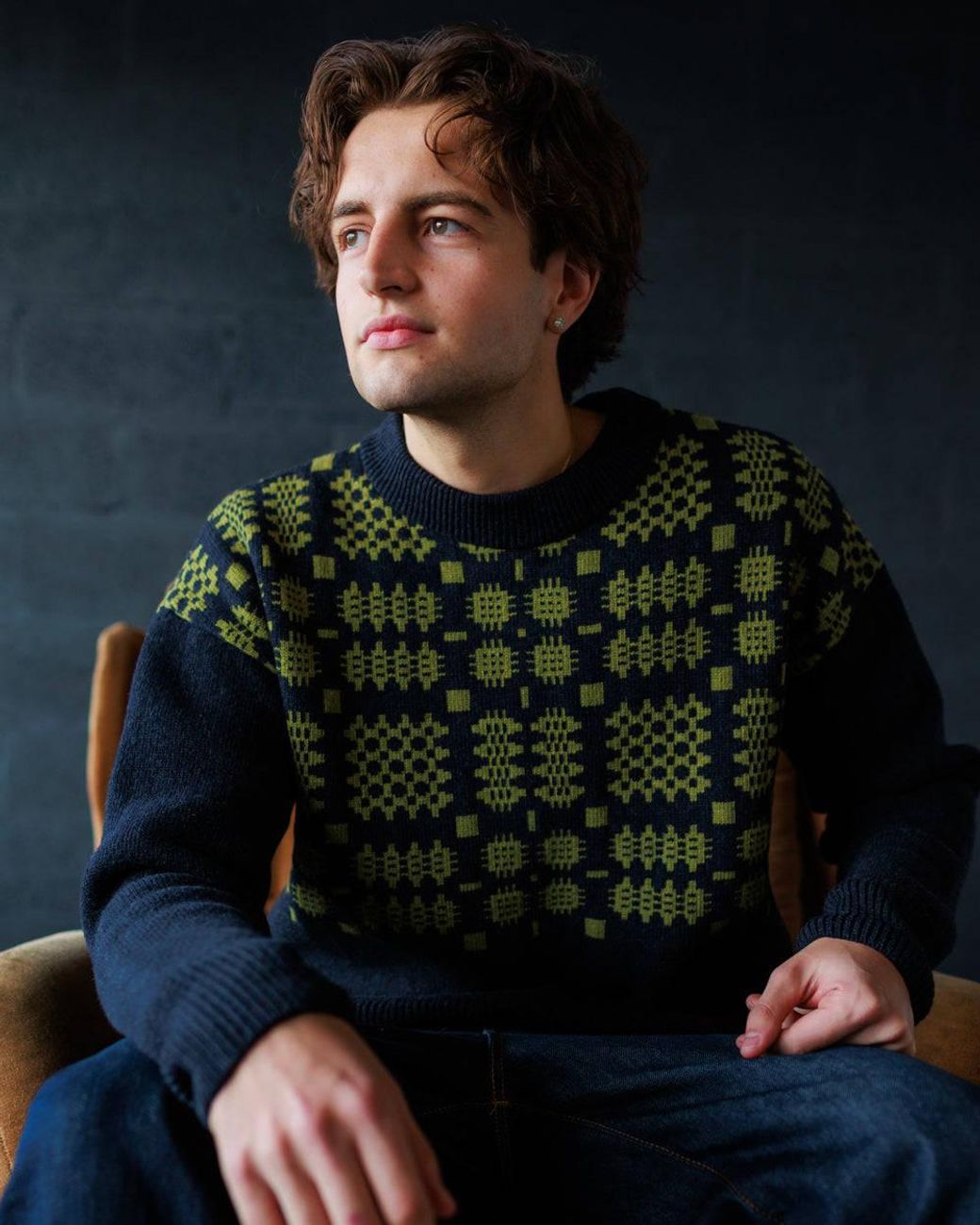 Mabli Blue Carthen Lambswool Gansey for men