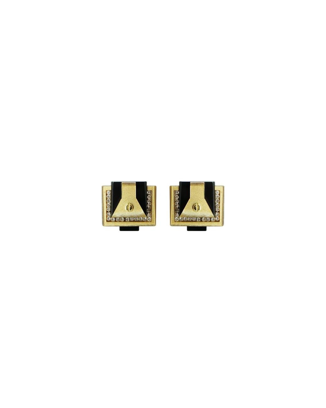 Gissa Bicalho Black Acrylic Handmade Cufflins Trapeze