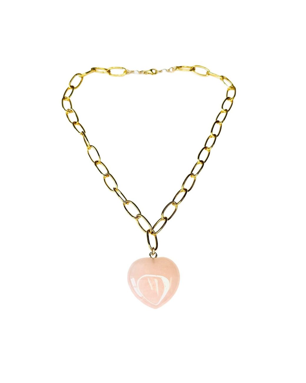 Lexi Jewelry Metallic Link Chain & Rose Quartz Heart Necklace
