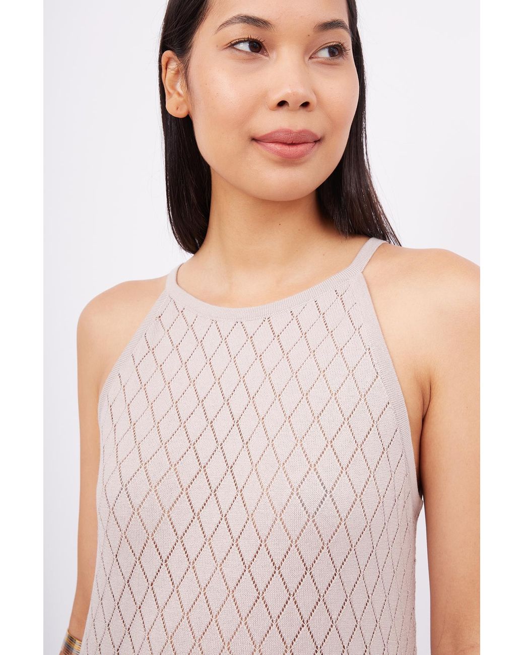 Peraluna Multicolor Neutrals Lisa Openwork Maxi Halter Beach Dress