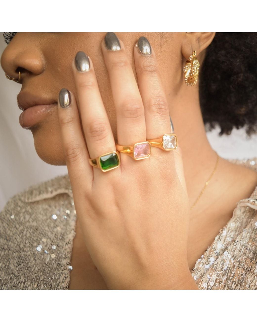 Superdivajewellery Yellow Clear Moon Ring