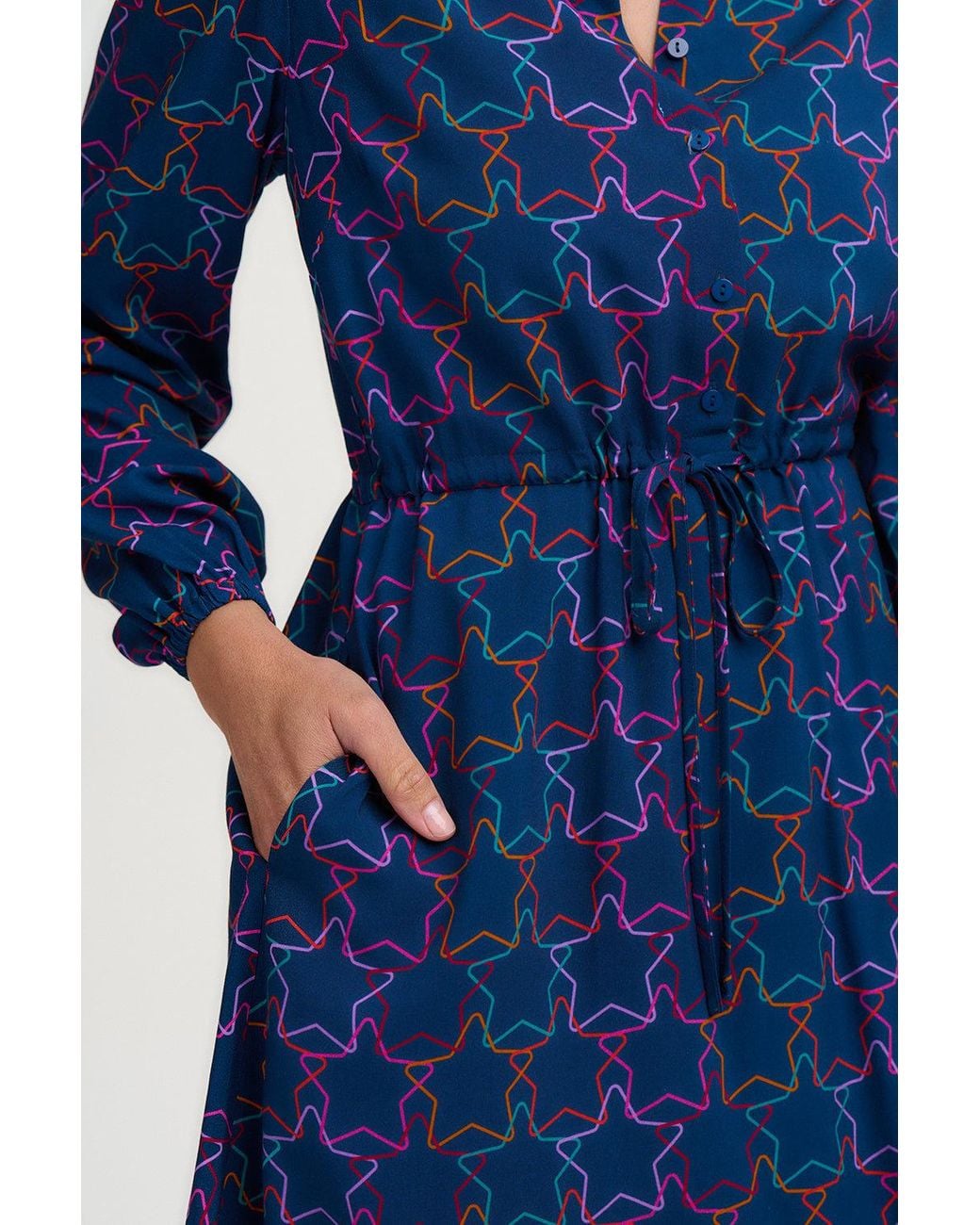 Sugarhill Blue Flora Short Shirt Dress Stars