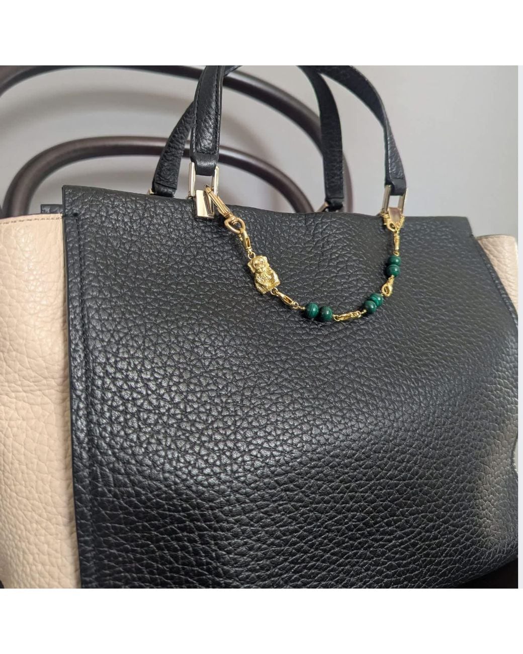 Frenvyrn Metallic Puppy Convertible Malachite Bracelet Bag Charm Medium