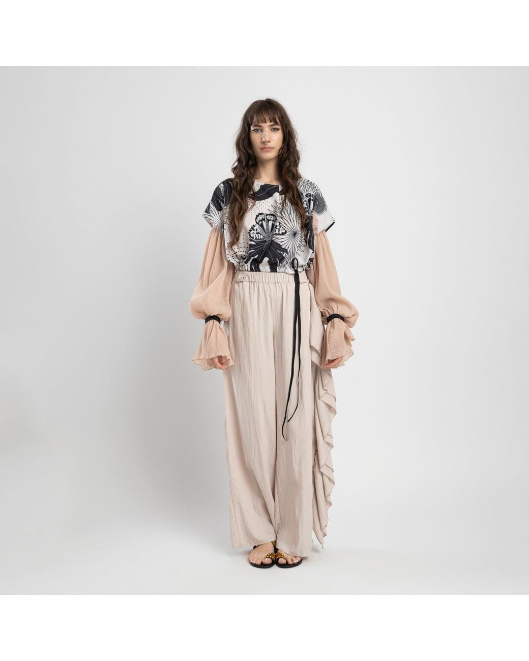 ARTISTA Black Neutrals Epic Puffy Sleeve Top