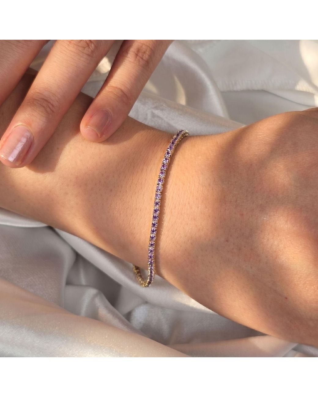 Sophelia Metallic Alexandrite June Birthstone Plated Dainty Tennis Bracelet