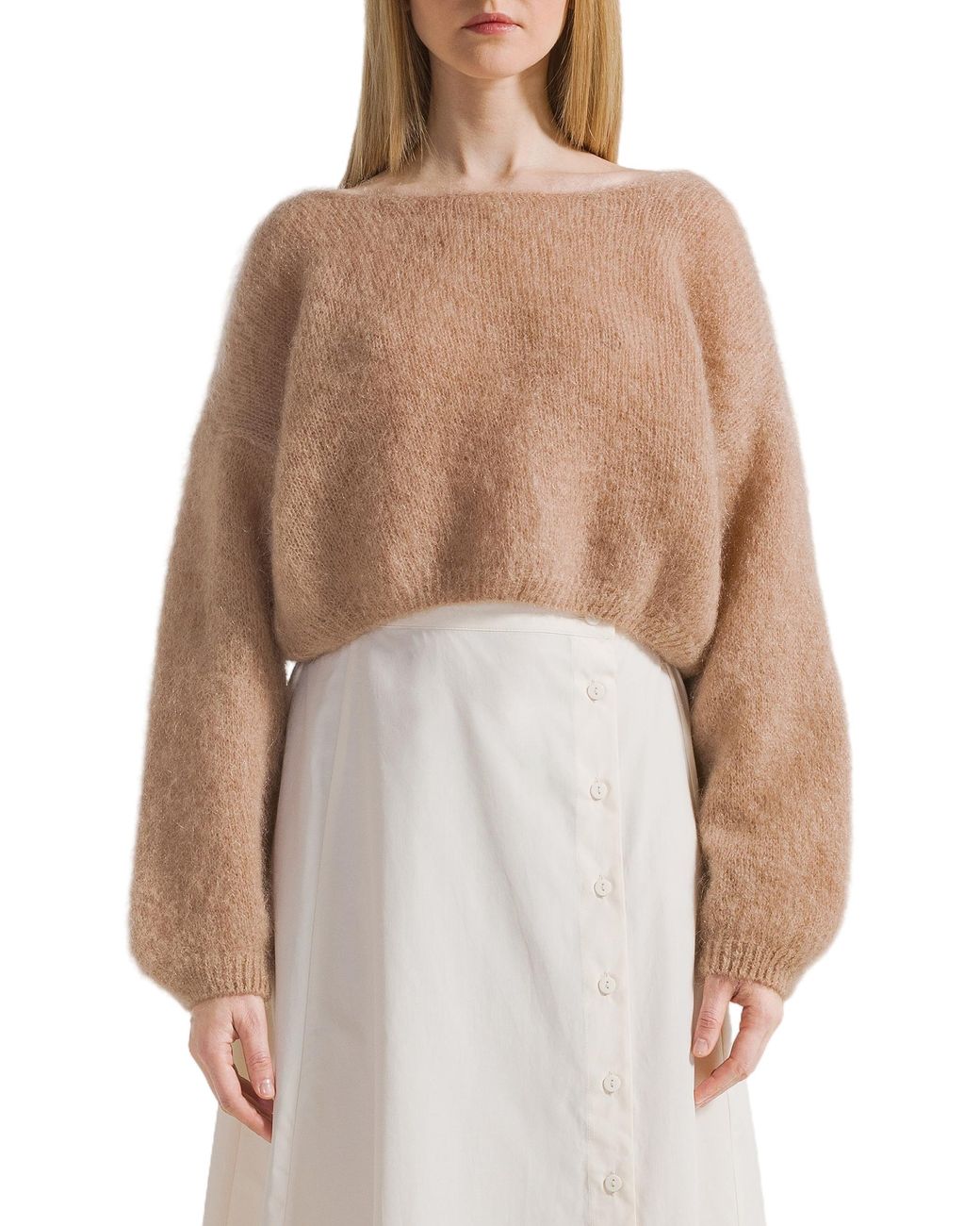 American Dreams Natural Cornelia Cropped Cardigan Medium