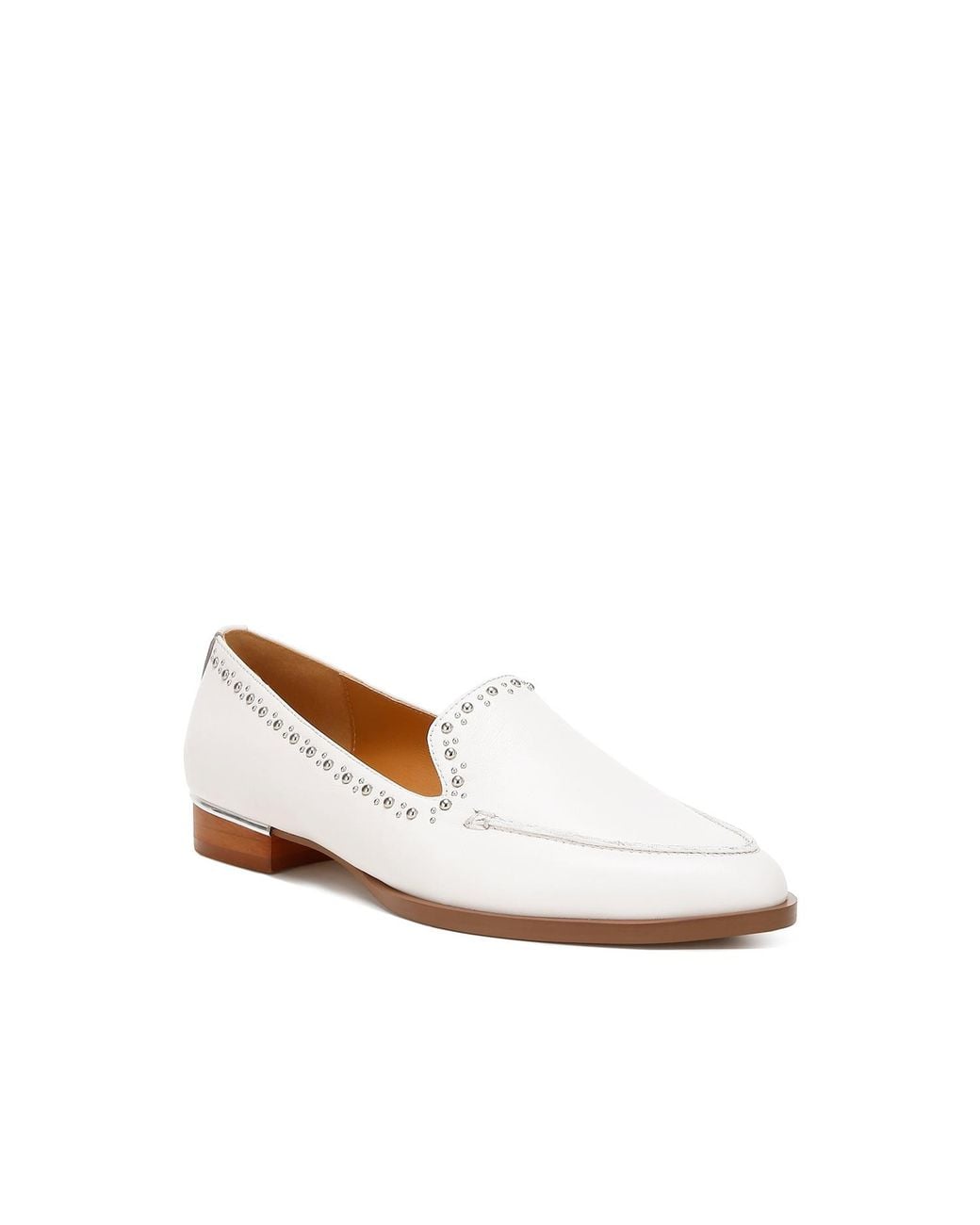 Rag & Co White Wolferton Delicate Stud Detail Leather Loafers