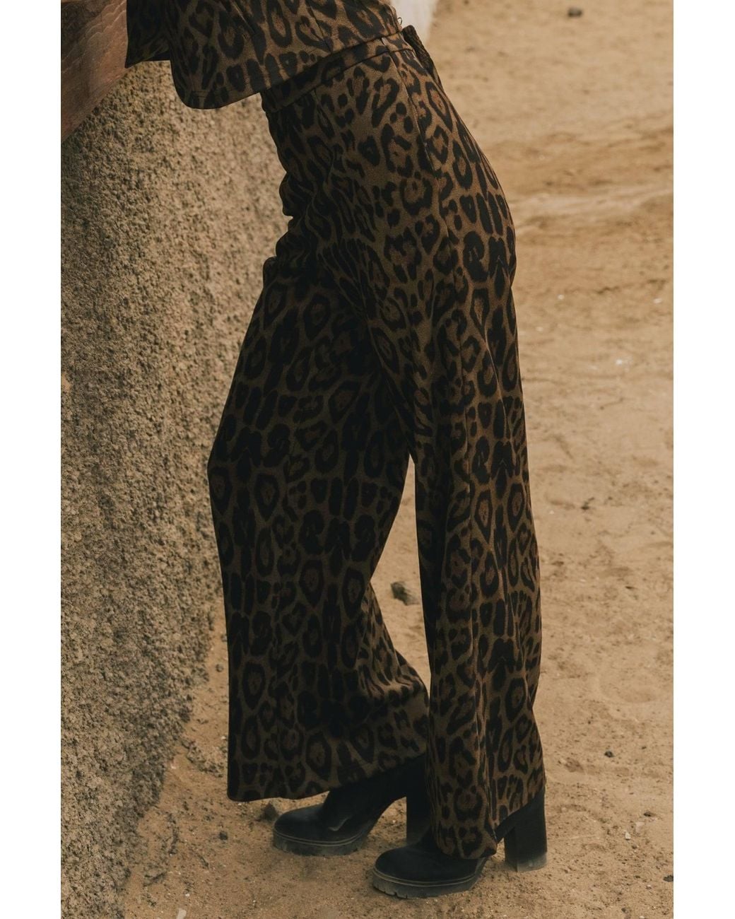 Traffic People Gray Bet Lynch Lives Leopard Print Edith Wide Leg Trousers