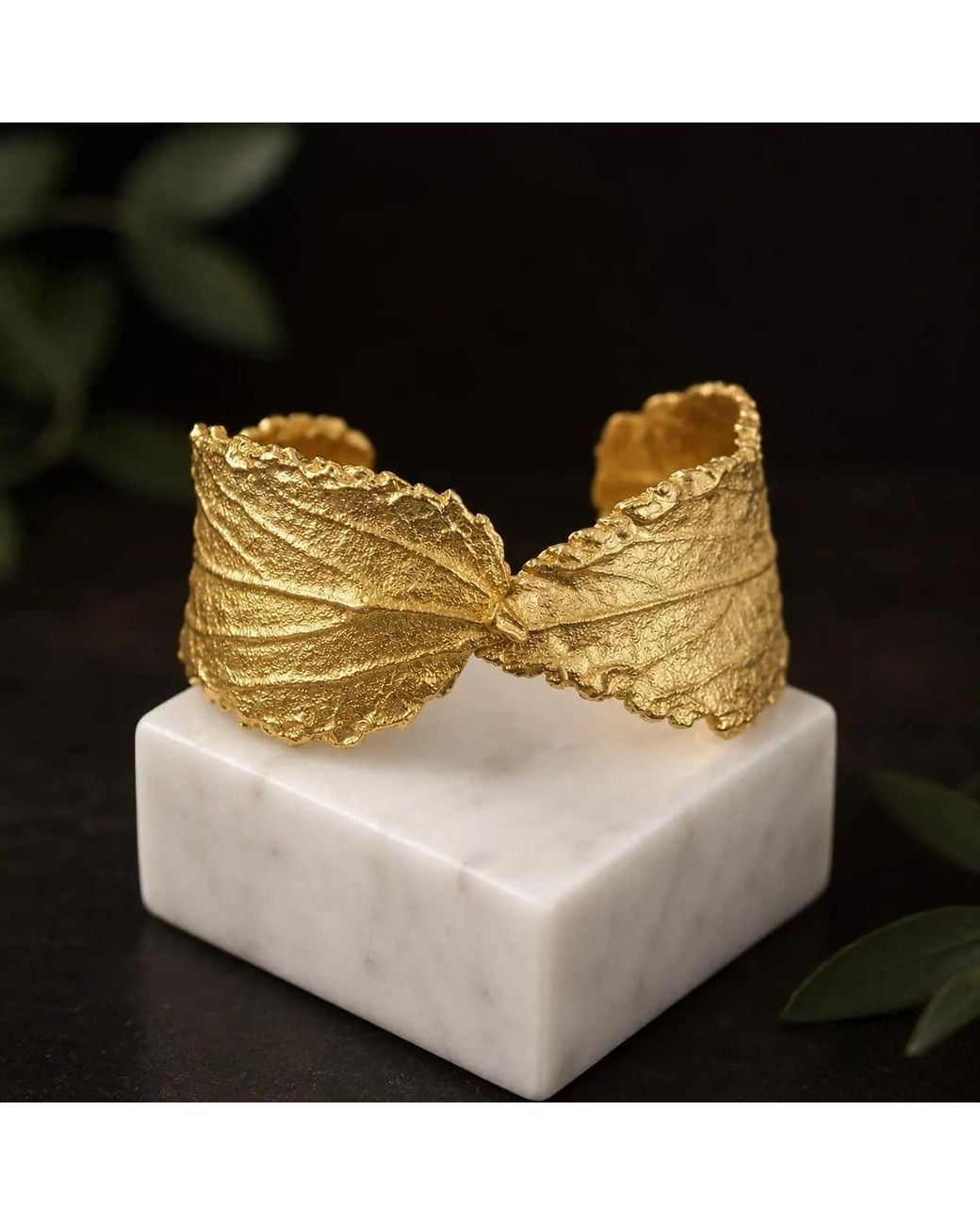 Mother Nature Jewelry Yellow Hibiscus Leaf Bracelet, Handmade Statement Cuff